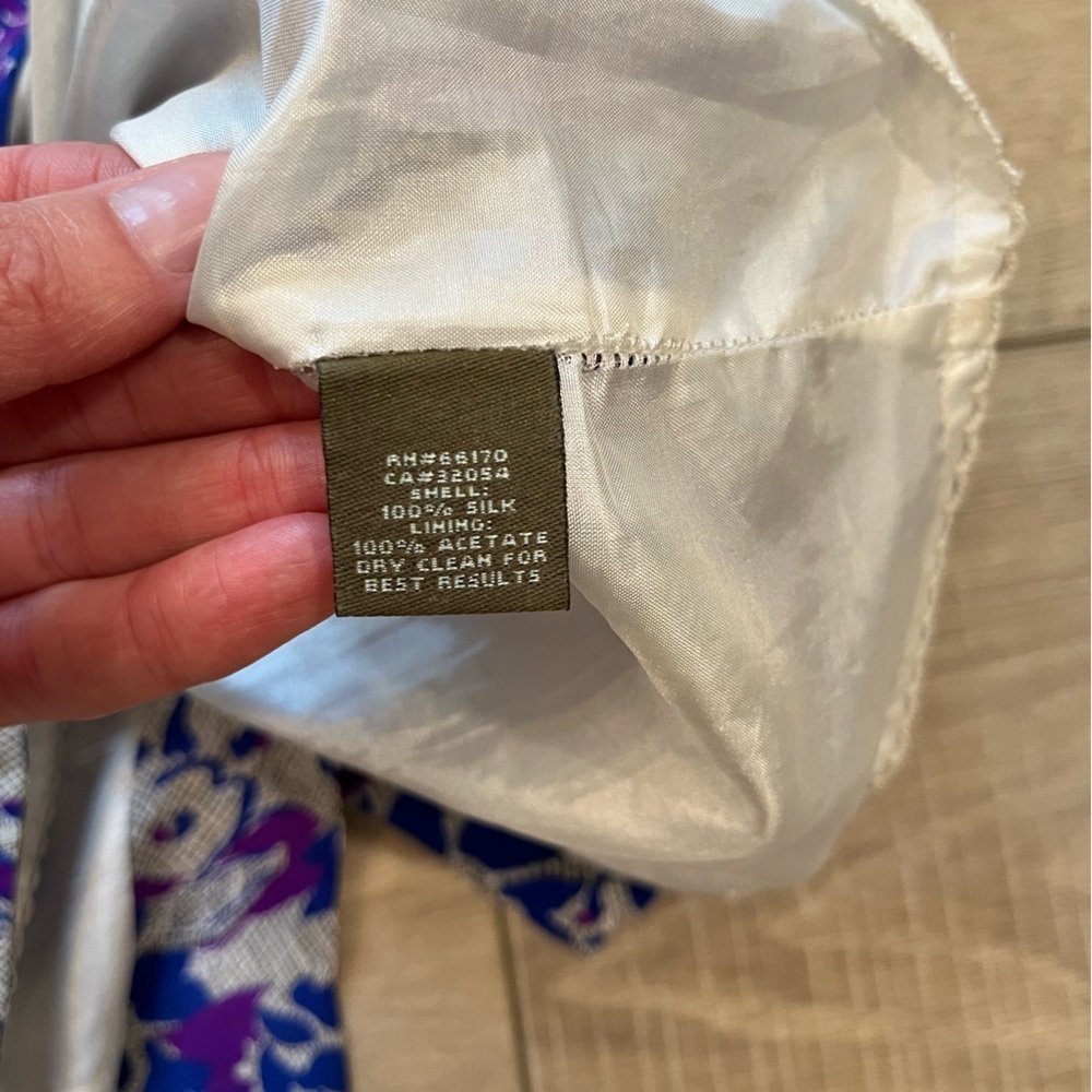 ANTHROPOLOGIE Fei blue and purple floral silk skirt with sequin detail size 0 - Picture 6 of 12